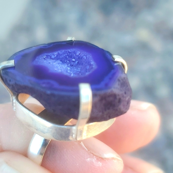 New Solar Quartz Agate Druzy 925 Silver Ring. - Picture 14 of 14